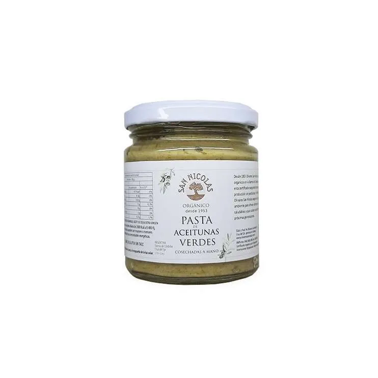 PASTA DE ACEITUNAS VERDES "SAN NICOLAS" ORGANICO X 170 GR