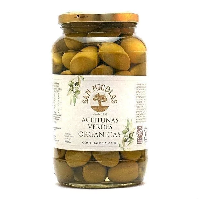 ACEITUNAS VERDES GIGANTES "SAN NICOLAS" ORGANICO X 500 GR