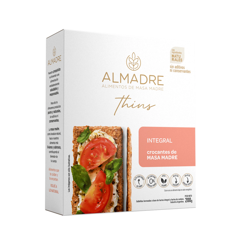 Galletas "almadre" Thins Integral Crocantes De Masa Madre 200gr