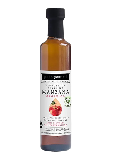 VINAGRE DE SIDRA DE MANZANA "PAMPAGOURMET" ORGANICO X 250 CM3