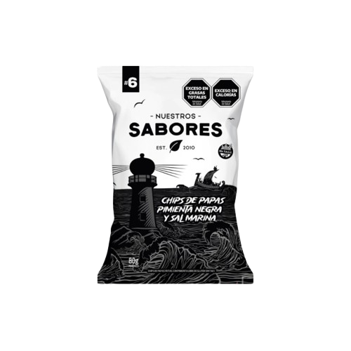 Papas "nuestros Sabores" Pimienta Negra Y Sal Marina X 80 Grs