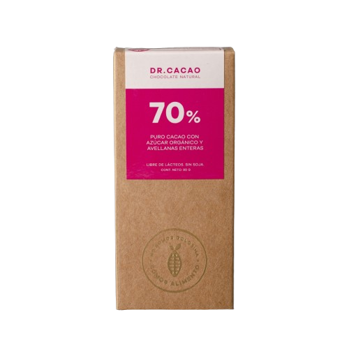 Chocolate "dr. Cacao" 70% Avellanas Y Azucar Organica X 80grs