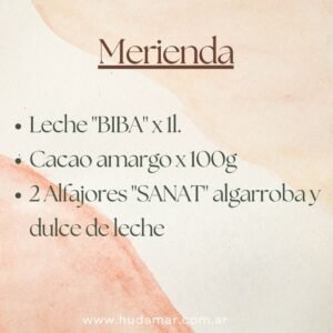 «COMBO MERIENDA» -1 LECHE DE ALMENDRAS BIBA X LT -250 GR CACAO AMARGO HUDAMAR -2 ALFAJORES SANAT ALGARROBA Y DULCE DE LECHE