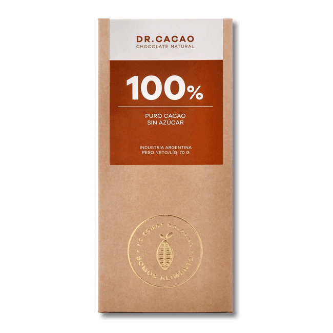 Chocolate "dr Cacao" Al 100 % Sin Azucar Agregada X 75 Gr