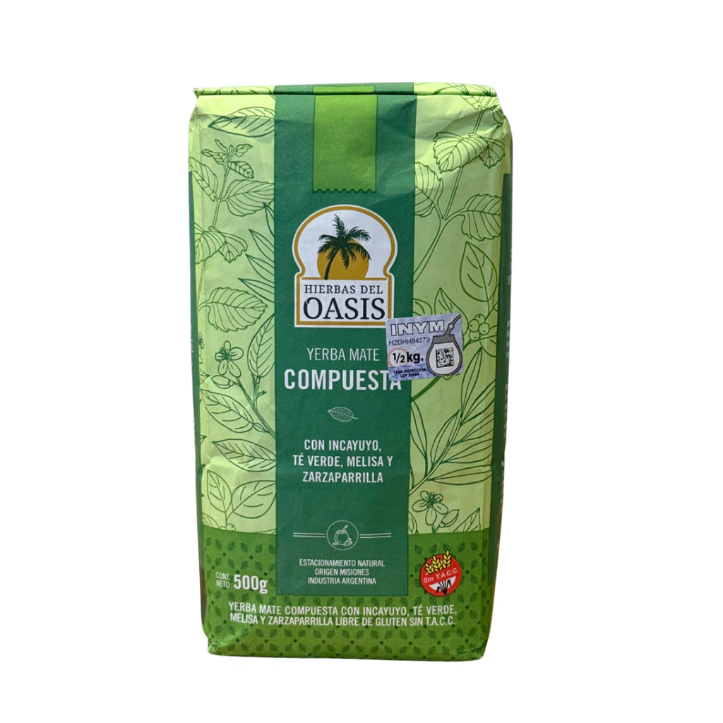 Yerba Mate Compuesta "hierbas Del Oasis" Incayuyo Te Verde Melisa Zarzaparrilla X 500 Gr