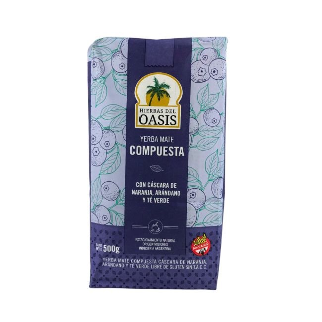 Yerba Mate Compuesta "hierbas Del Oasis" Cascara De Naranja Arandanos Y Te Verde X 500 Gr
