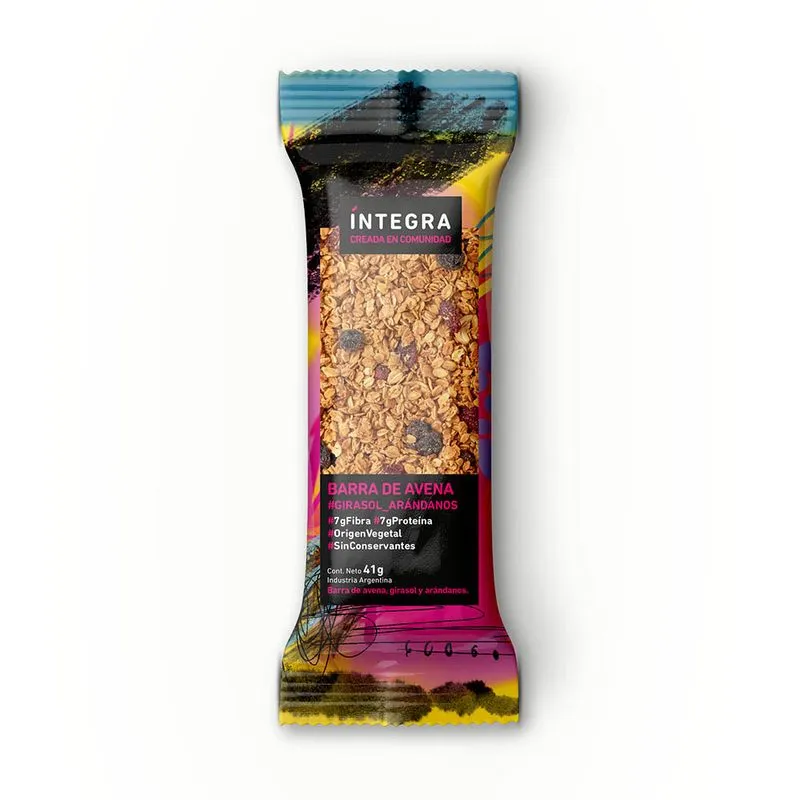 Barra De Avena "integra" Con Girasol Y Arandanos X 41 Gr
