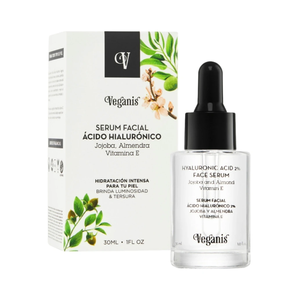 Serum Facial "vegani" Acido Hialuronico Jojoba Y Almendra Vitamina E 30 Ml