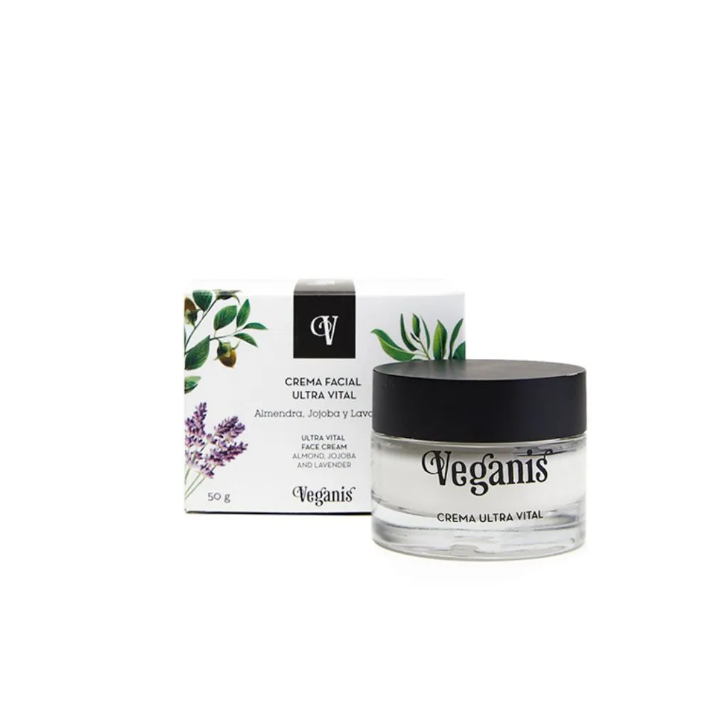 Crema Facial "veganis" Ultra Vital Almendra Jojova Y Lavanda 50 Gr