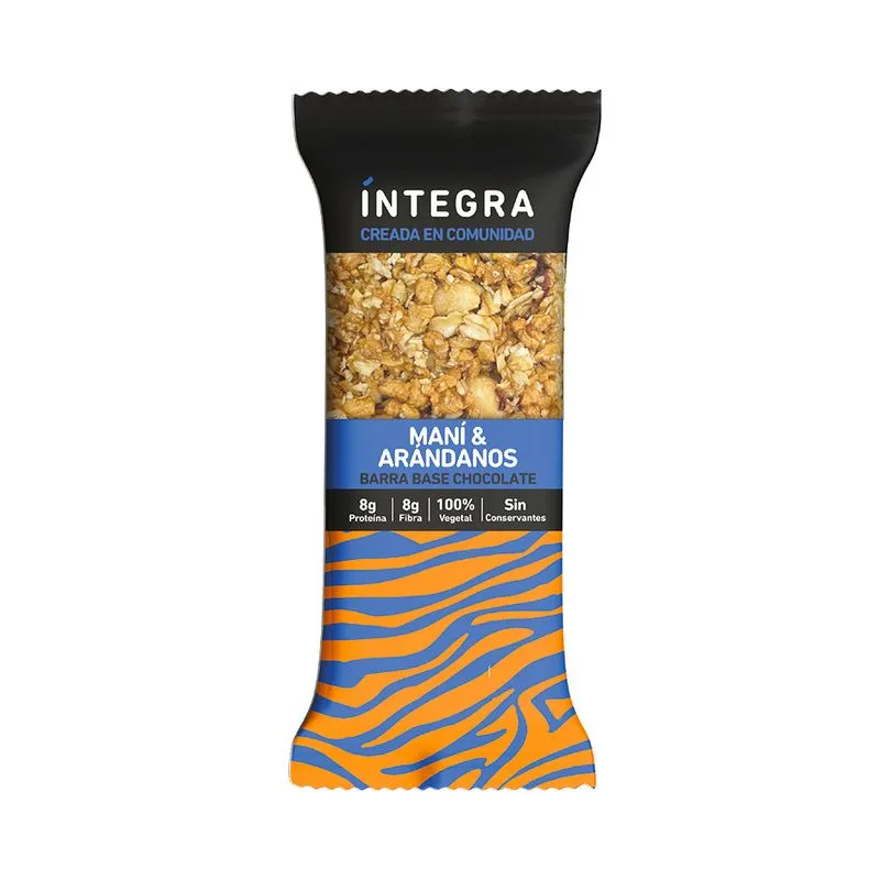 Barra base de Chocolate con maní y arándanos "Integra" x 41g