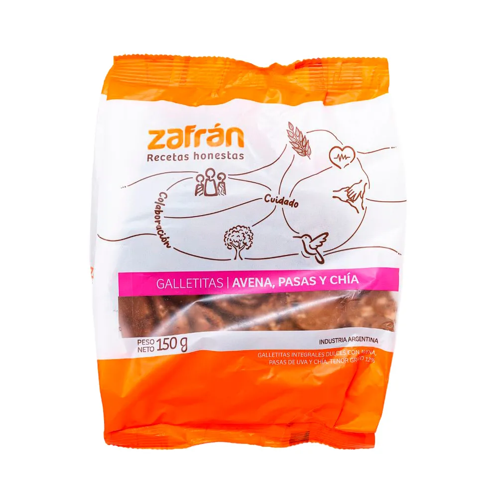 Galletitas "zafranito" Avena  Pasas Y Chia 150 Gr