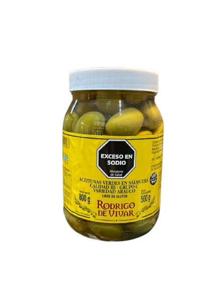 ACEITUNAS VERDES "RODRIGO DE VIVAR" EN SAL MUERA X 500 GR