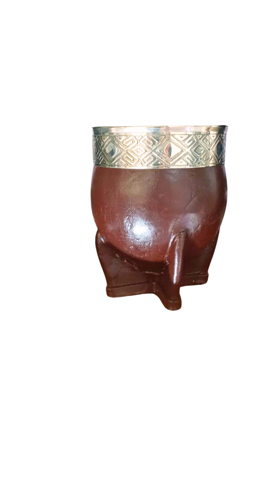 Mate Imperial Marron Con Virola De Alpaca Cincelada
