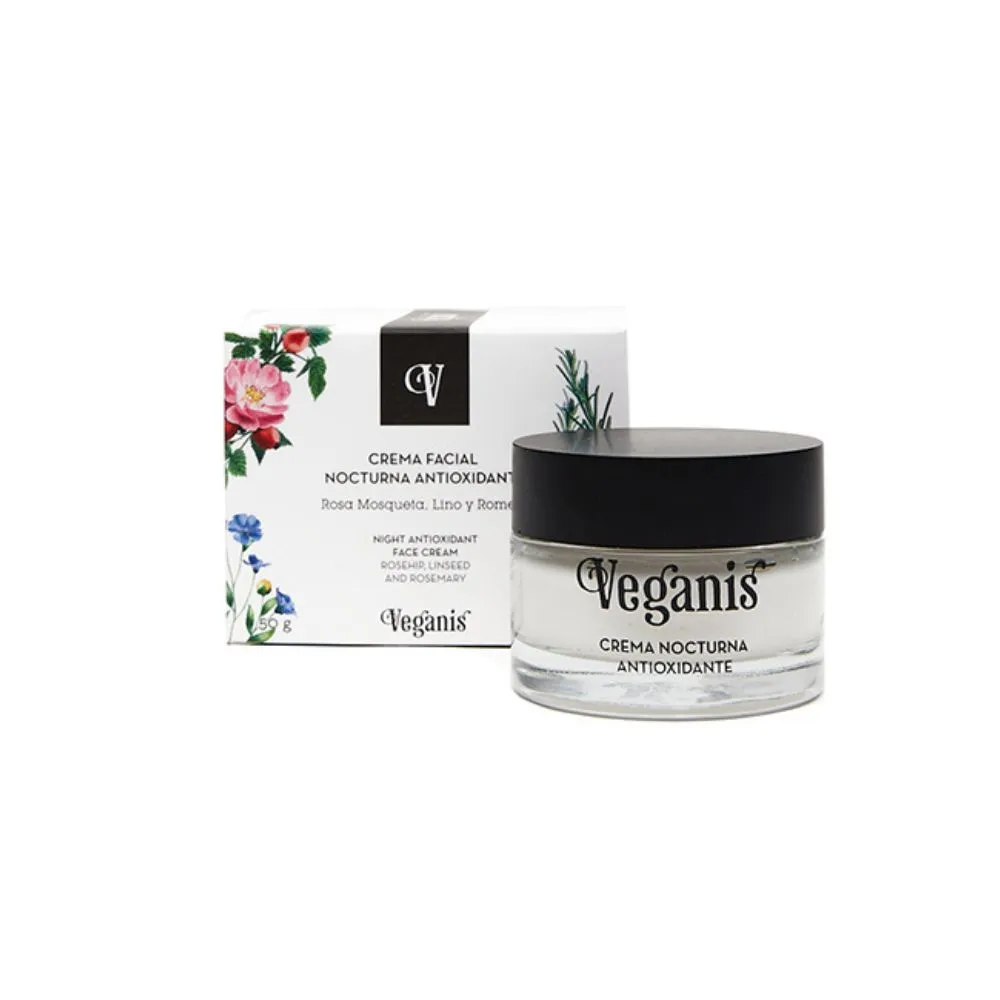Crema Facial Nocturna Antioxidante "veganis" 50 Ml Rosa Mosqueta Lino Y Romero