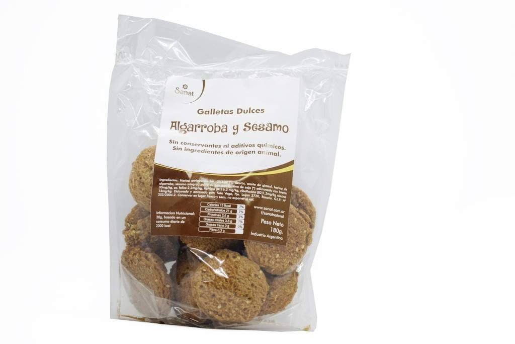 Galletas Dulces Algarroba Y Sesamo  "sanat" Veganas 180gr