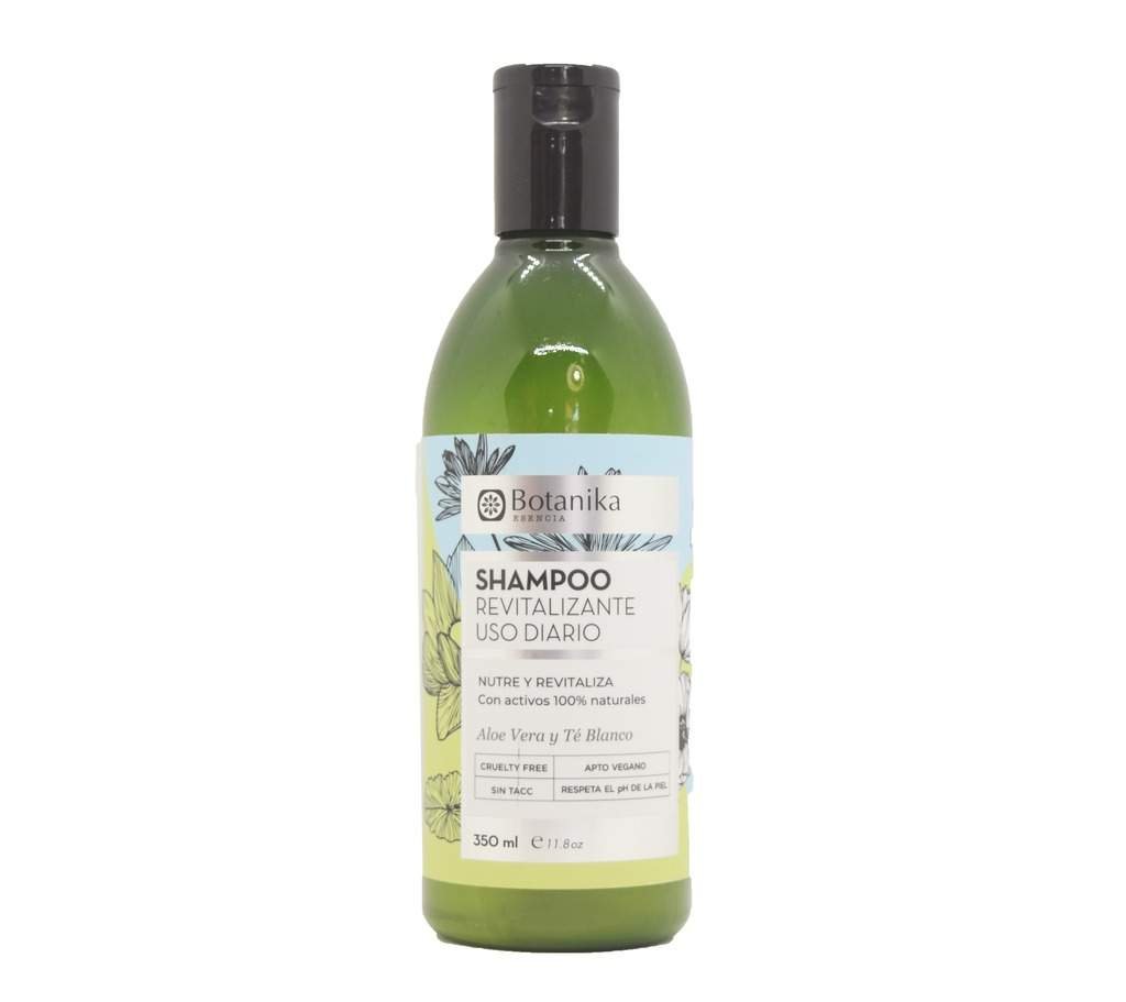 Shampoo Revitalizante Aloe Vera Y Te Blanco Uso Diario "botanika"  Cruelty Free 350ml
