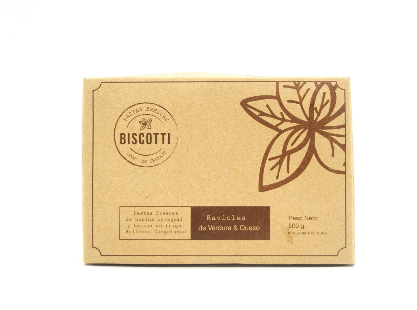 Ravioles Integrales "biscotti" De Verdura Y Queso 500gr