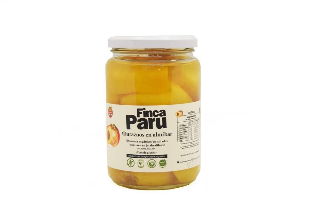 Duraznos En Almibar Pelados A Mano Organicos "finca Paru" 600gr