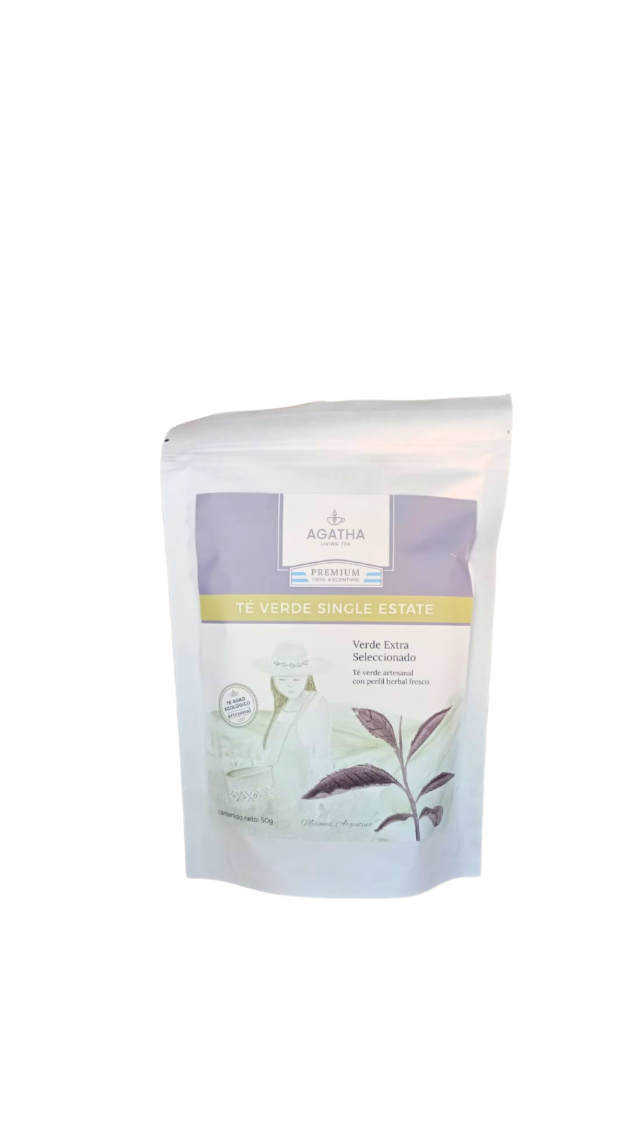 Te De Autor "agatha" Verde Single Estate (te Verde Artesanal Con Perfil Herbal Fresco) X 50 Gr