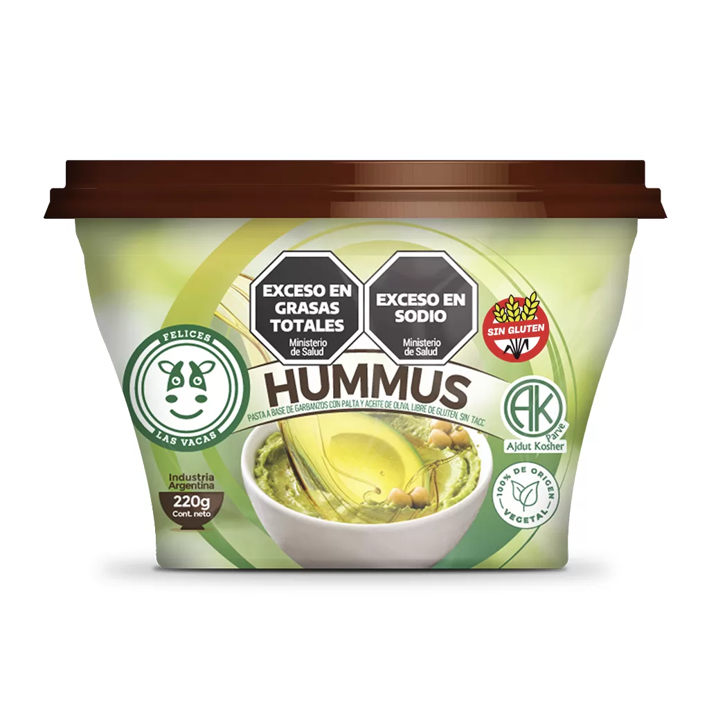 Hummus  Vegano "felices Las Vacas" Con Palta Y Oliva 220 Gr