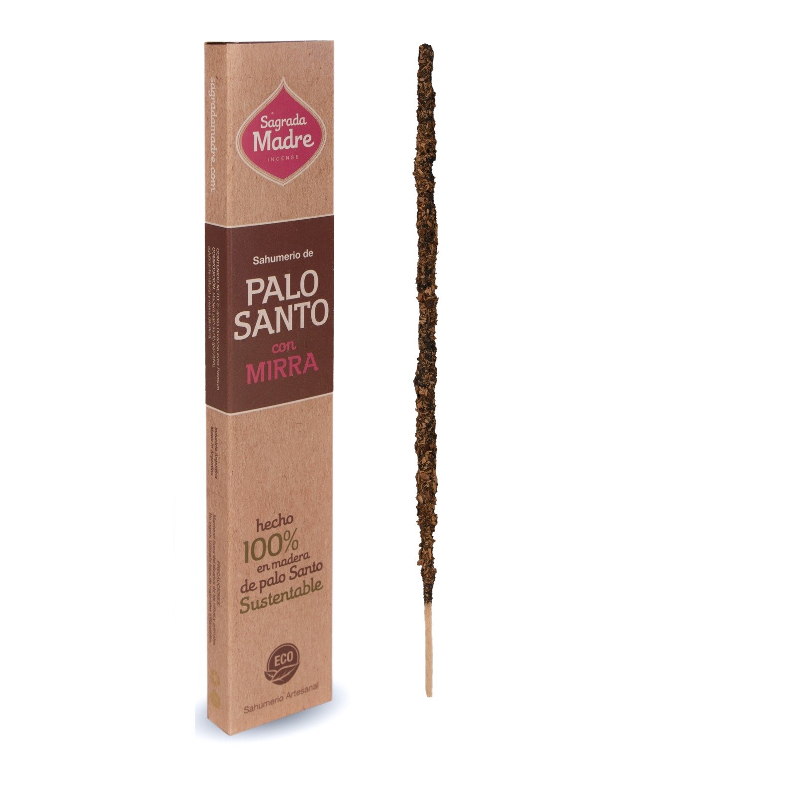 Sahumerio De Palo Santo "sagrada Madre" Con Mirra X 8 Varillas