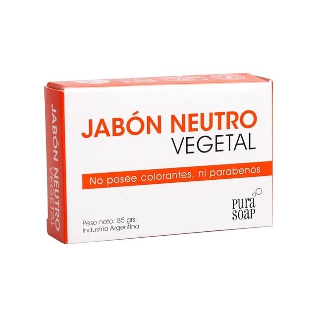 Jabon Vegetal Neutro "pura Soap" Sin Colorantes Ni Parabenos X 85 Gr