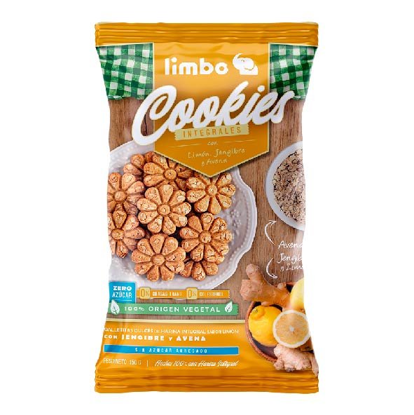 Galletitas "Limbus" Cookies Integrales Limon Jengibre Y Avena X 150grs