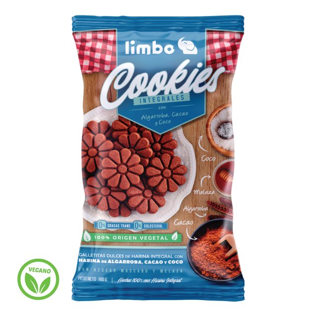 Galletitas "Limbus" Cookies Integrales Algarroba, Cacao Y Coco X 160g