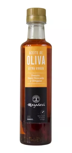 ACEITE DE OLIVA EXTRA VIRGEN "MAYADEVI" TOMATE OREGANO Y NUEZ MOSCADA 250 CC