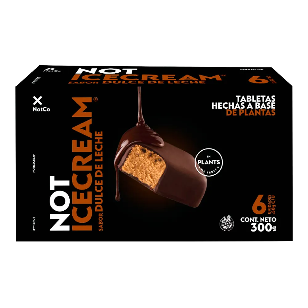 Tabletas Dulce De Leche Not Icecream "not Co" X 300 Gr (6 U)