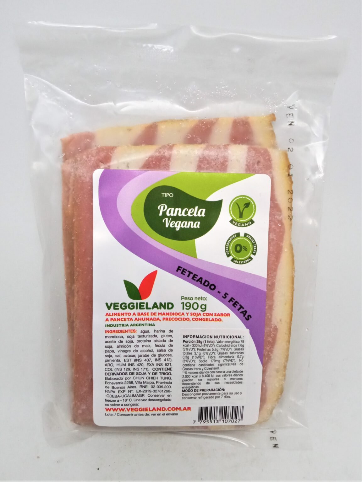 Panceta Vegana "veggieland" Feteada X 190 Gr