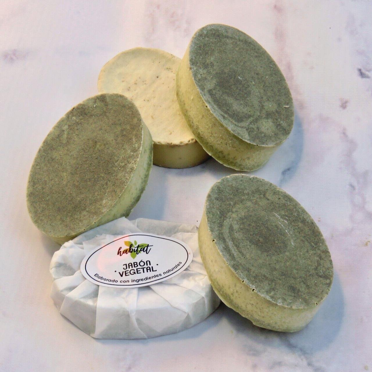Jabon Vegetal Corporal "habitat" Piel Grasa Color Blanco 75 Gr