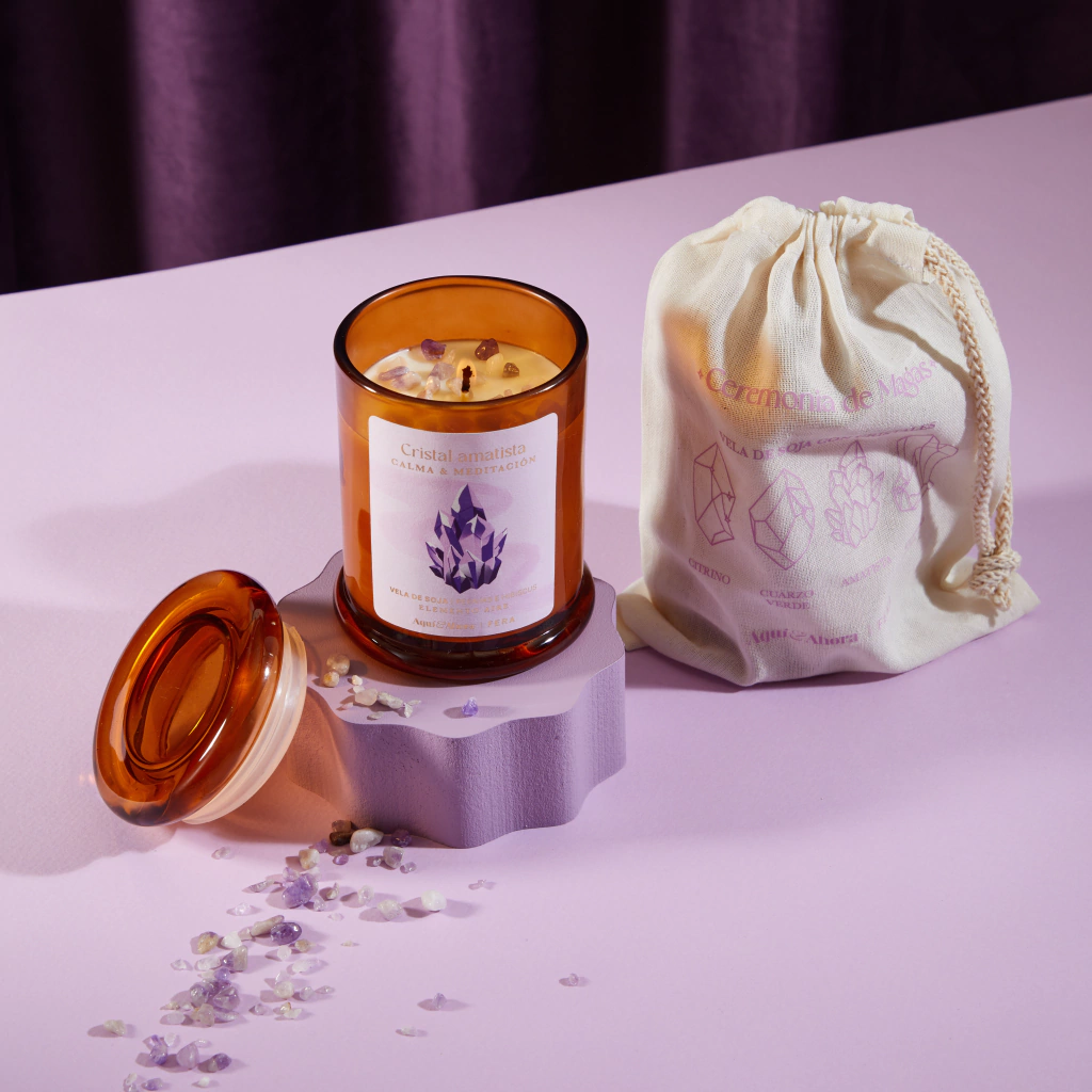 Vela Cristal Amatista ¨fera¨ Calma Y Meditacion