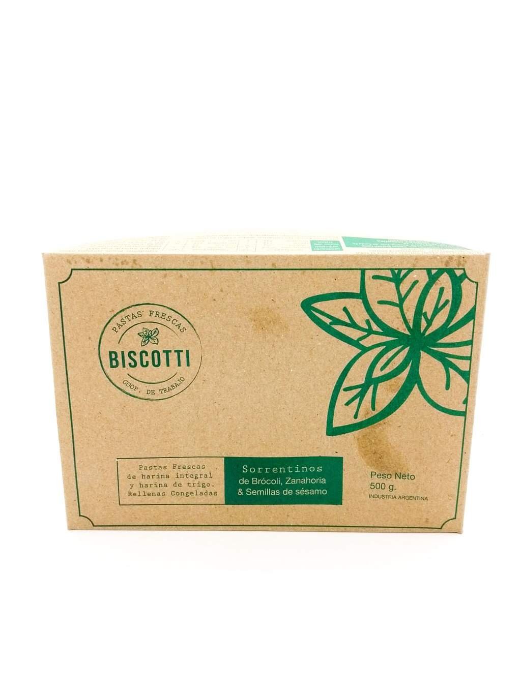 Sorrentinos "biscotti" Integrales De Brocoli Zanahoria Y Semillas De Sesamo 500gr