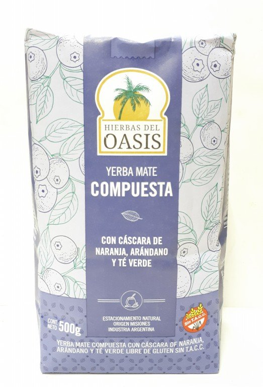 Yerba Mate Compuesta "hierbas Del Oasis" Cascara De Naranja Arandanos Y Te Verde X 500 Gr