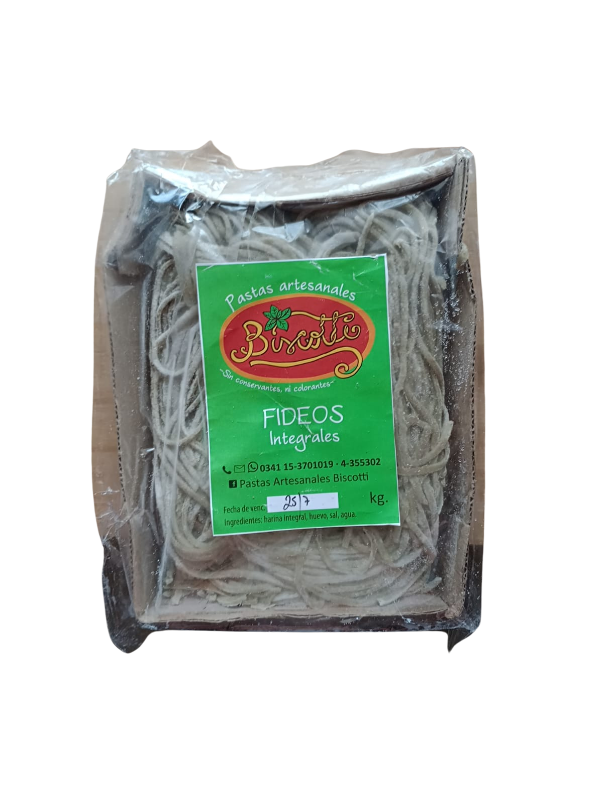 Fideos Artesanales "biscotti" Integrales Freezados X Kg