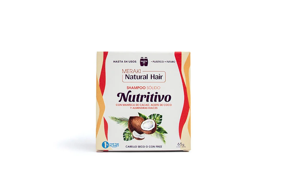 Shampoo Solido "meraki" Nutritivo Con Manteca De Cacao Aceite De Coco Y Almendras X 65 Gr