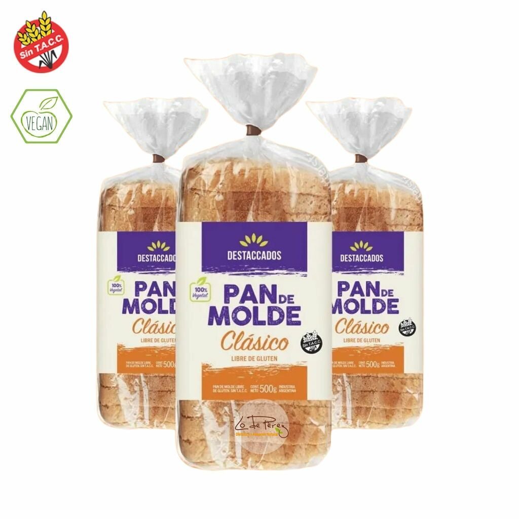 Pan De Molde ¨destacado¨clasico Libre De Gluten 500 Gr