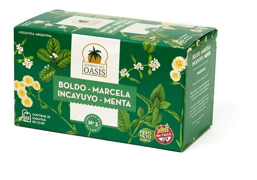 Te "hierbas Del Oasis" Boldo, Marcela, Incayuyo, Menta X 25saq.