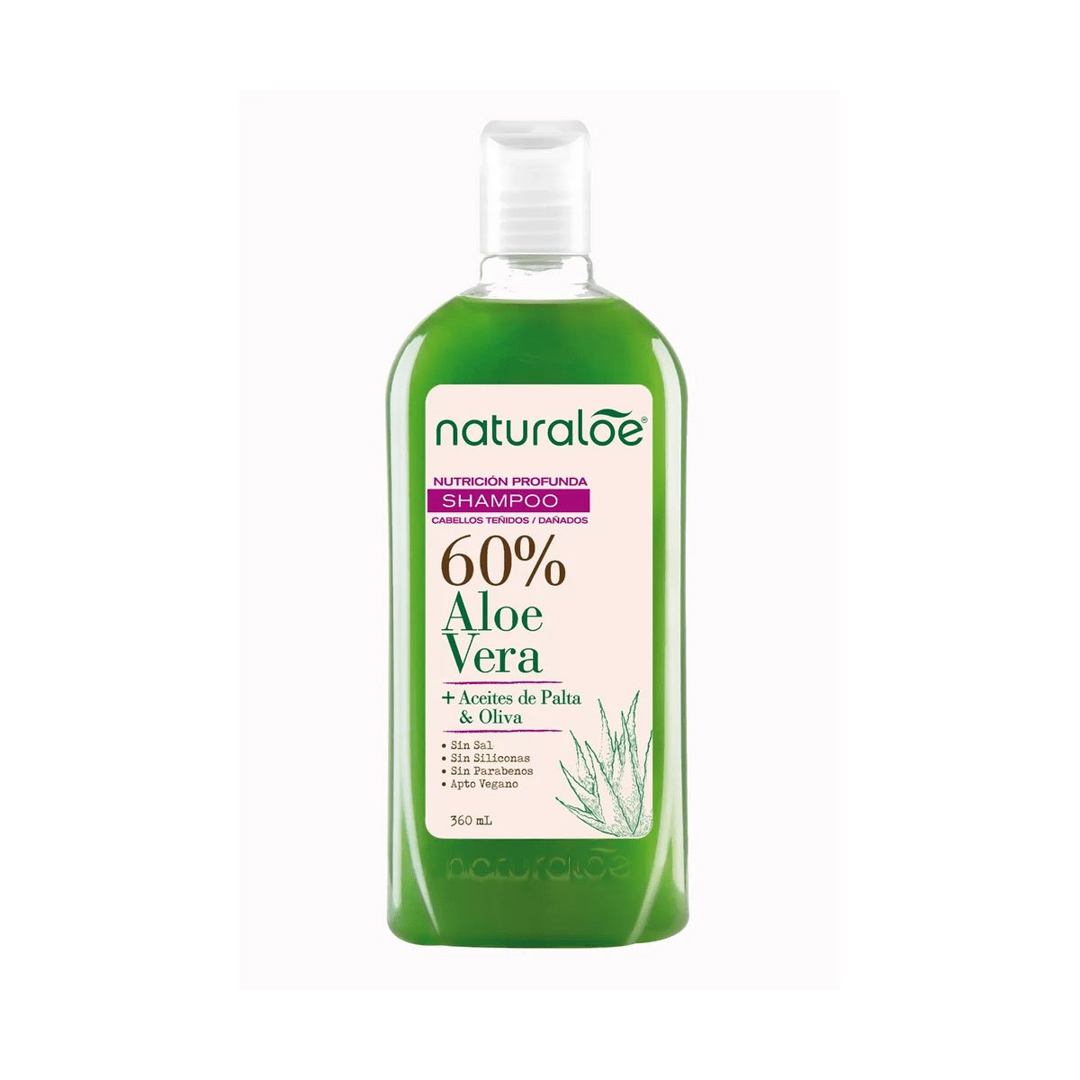 SHAMPOO "NATURALOE" NUTRICION CAB TEÑIDOS X 360 ML