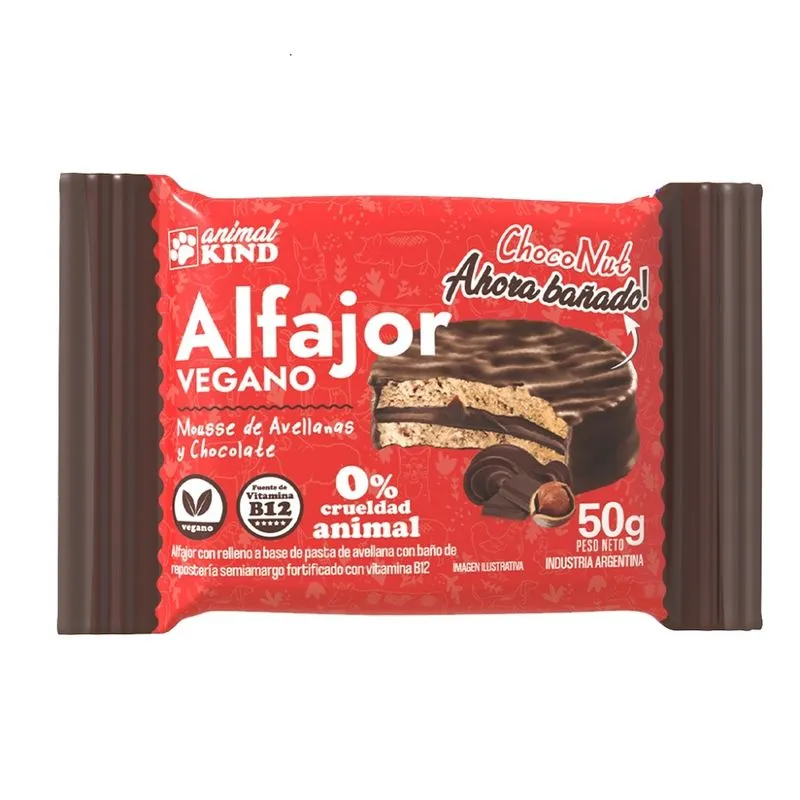 ALFAJOR DE AVELLANAS BAÑADO EN CHOCOLATE "ANIMAL KIND"