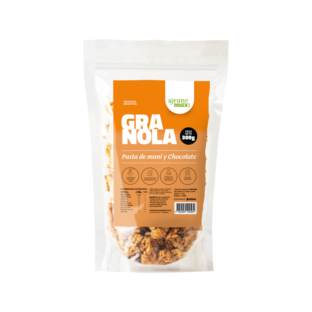 GRANOLA "GRANOMAX" PASTA DE MANI Y CHOCOLATE X 300 GR