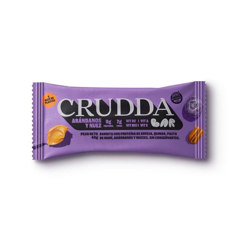 BARRITAS PROTEICAS "CRUDDA" ARANDANOS Y NUEZ X 40 G
