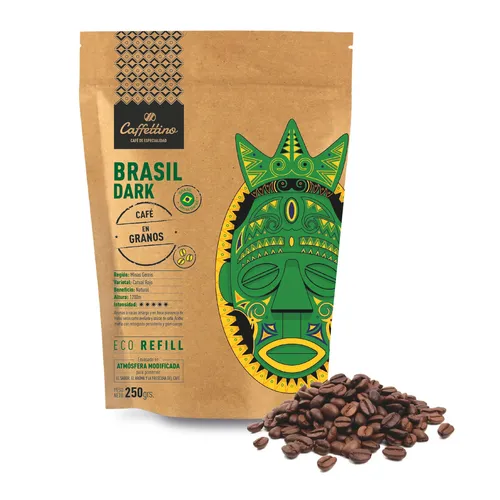 CAFE DE ESPECIALIDAD "CAFFETTINO" EN GRANOS BRASIL DARK X 250 GR