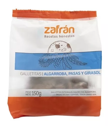 GALLETITAS "ZAFRANITO" ALGARROBA PASAS Y GIRASOL X 150 GR