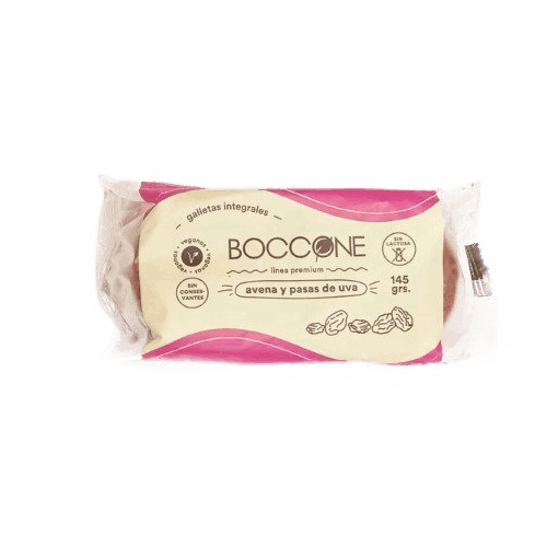 GALLETAS INTEGRALES "BOCCONE" AVENA Y PASAS DE UVA 145 G
