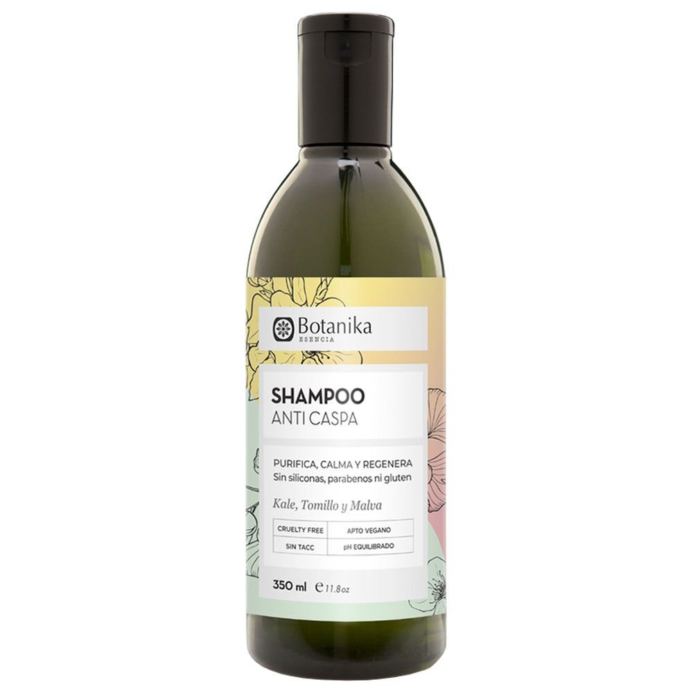SHAMPOO ¨BOTANIKA¨ANTI CASPA. KALE TOMILLO Y MALVA 350 ML