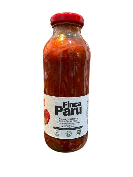 SALSA DE TOMATE ORGANICA "FINCA PARU" ESTILO GENOVESE CON AJO Y OREGANO 330GR