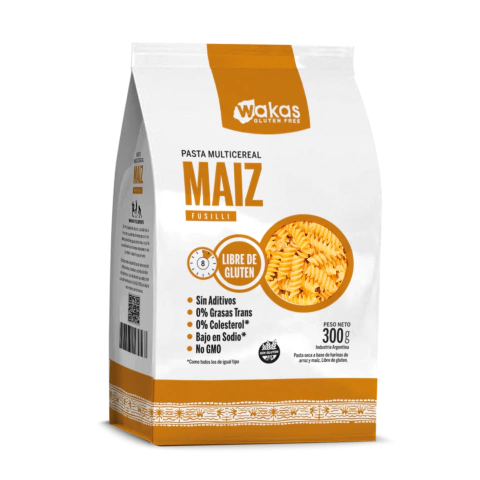 PASTA MULTICEREAL "WAKAS" FUSILLI MAIZ X 300 GR