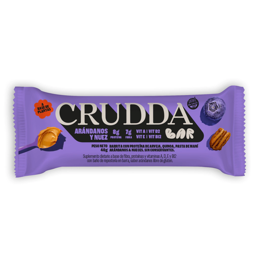 BARRITAS PROTEICAS "CRUDDA" ARANDANOS Y NUEZ X 40 G
